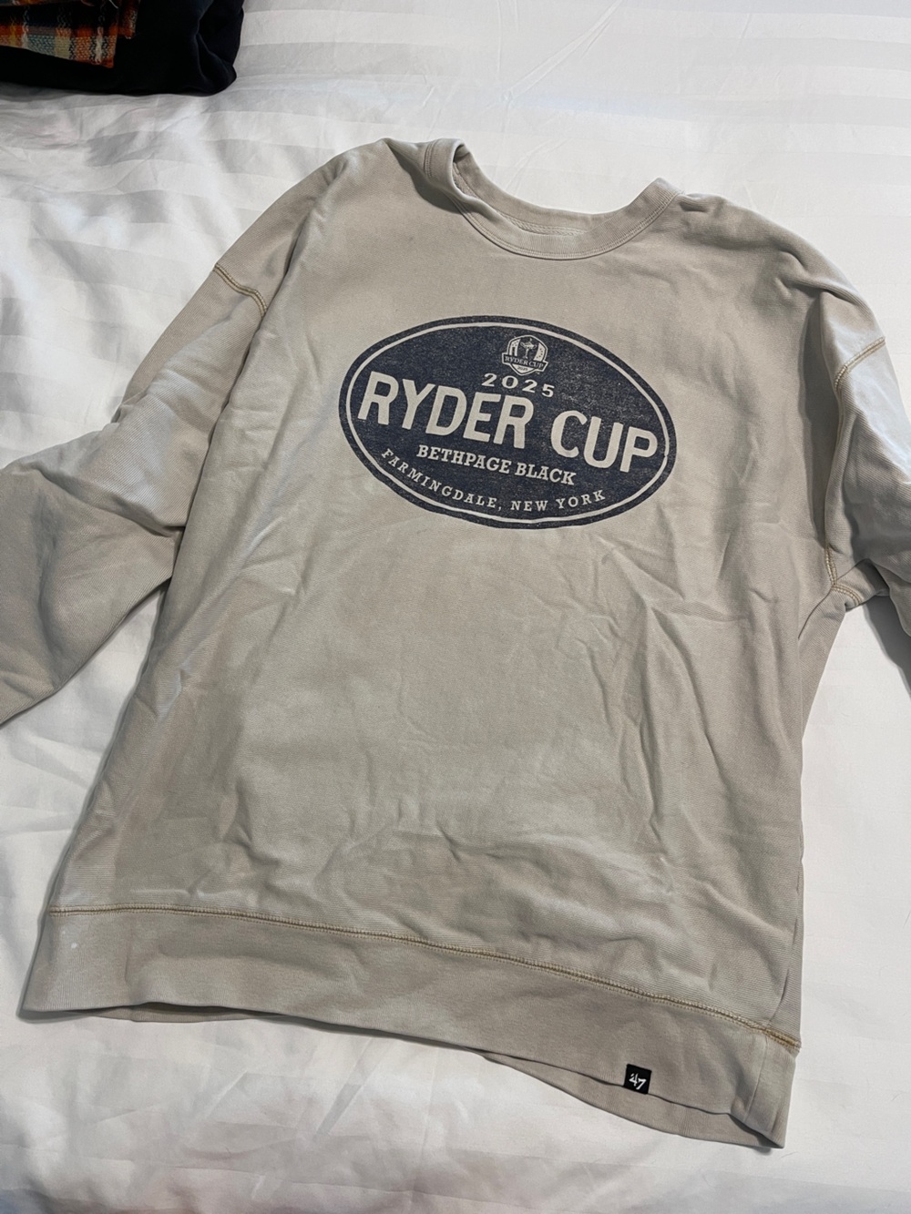 47 Ryder Cup Beige Crewneck Sweatshirt with Navy Logo